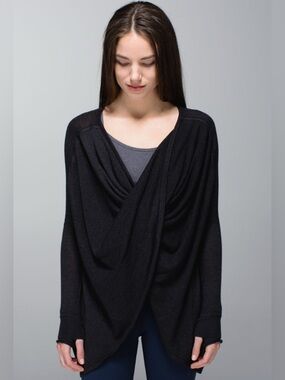 lululemon athletica Black Draped Open-Front Sweater